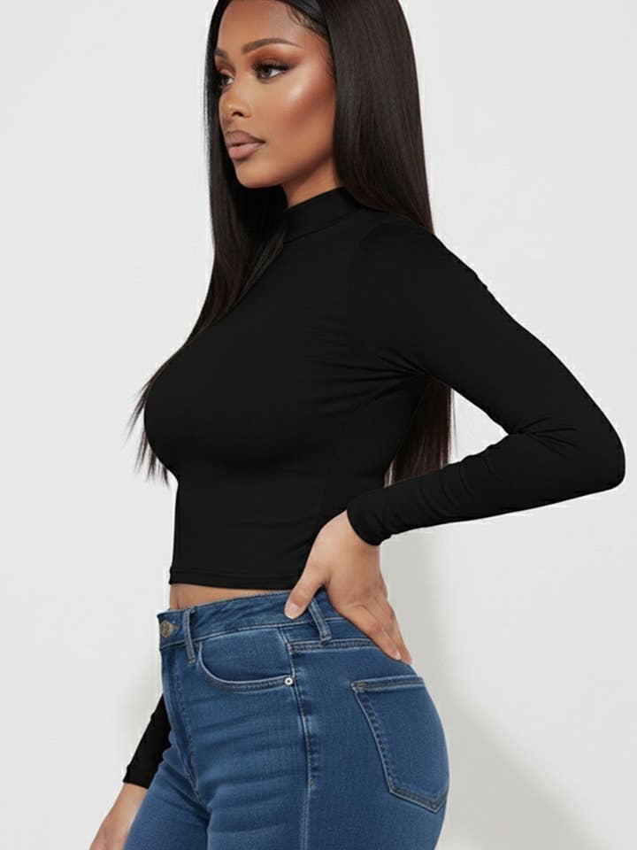 CAPELLA APPAREL - Vente Haut en maille – femme - Haut uni à col montant1