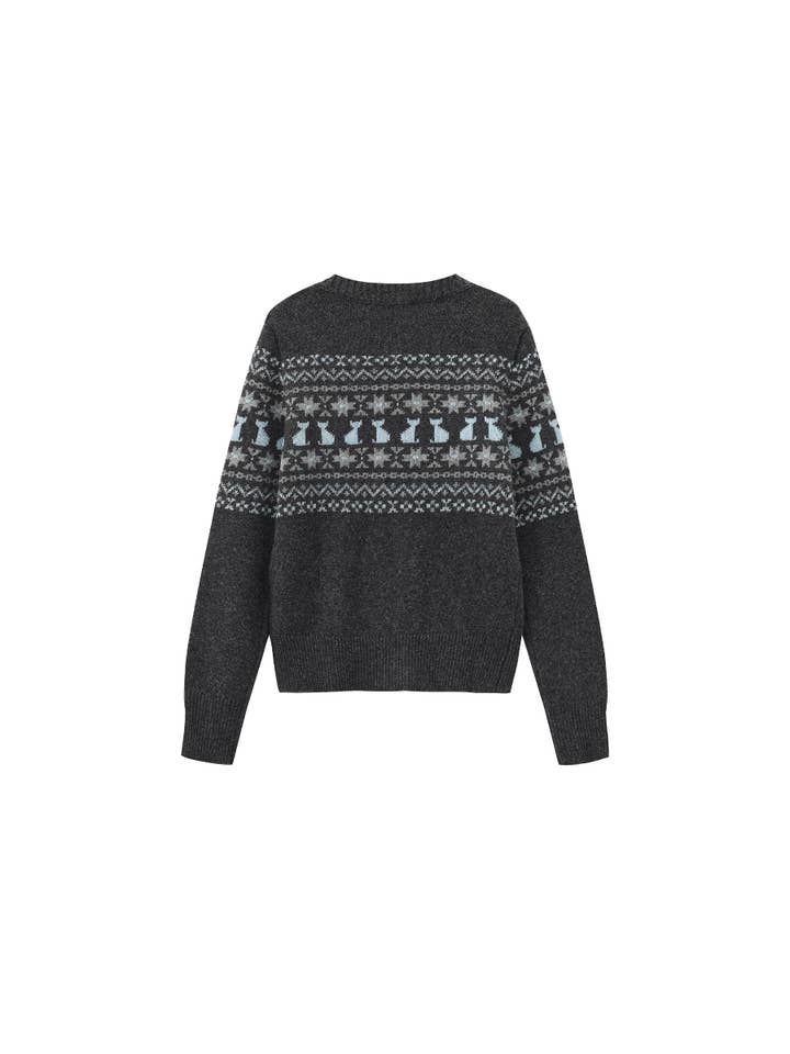 CUBIC - Wholesale Cardigan - Women's - CUBIC Cat Print Fair Isle Wool-Blend Cardigan1