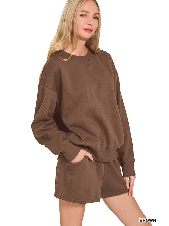 42POPS – wholesale Lounge set – Women's – .0806 Fleece Long Sleeve Sweatshirts & Shorts Set SI-284204