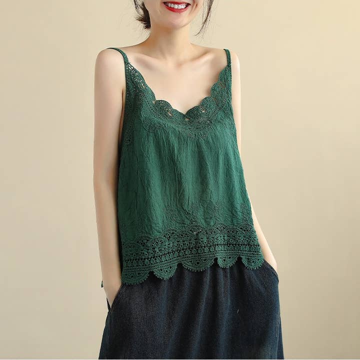 Hope & Sunshine - Wholesale Camisole - Women's - Lace Trim Camisole Stone Wash Tank Top