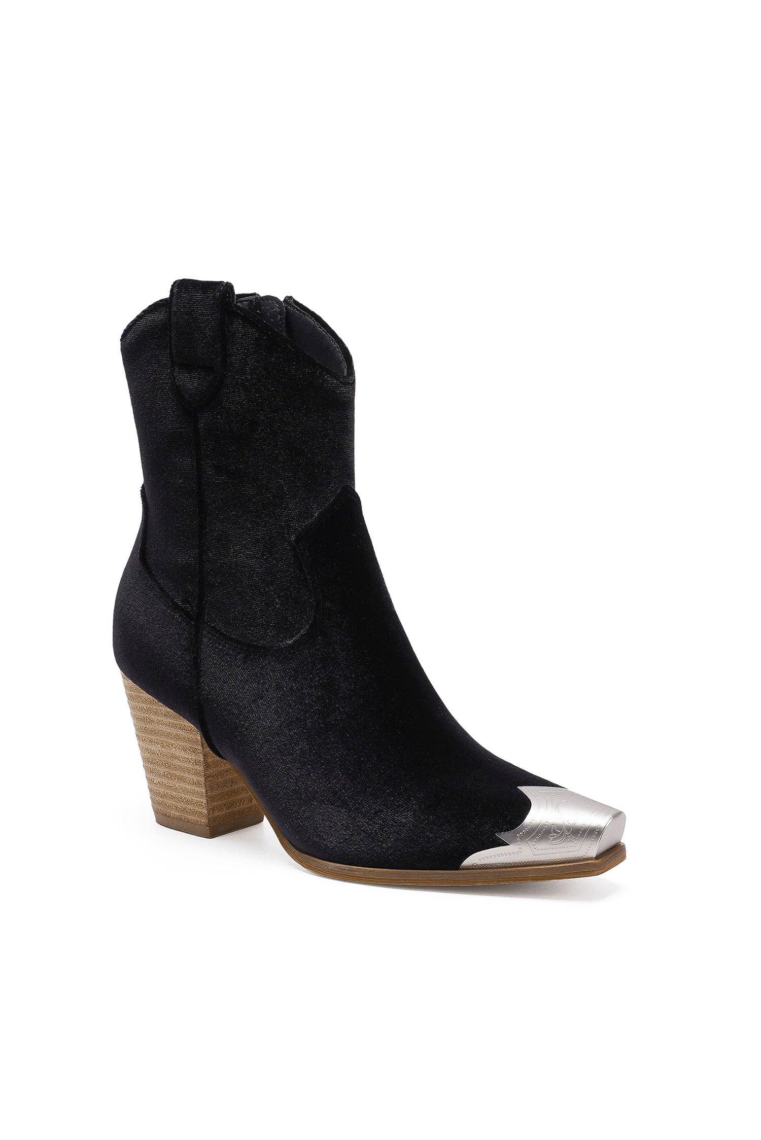 BEAST FASHION - Wholesale Cowboy Boots - Women's - DAKOTA-01-V Velvet Western Ankle Boots0