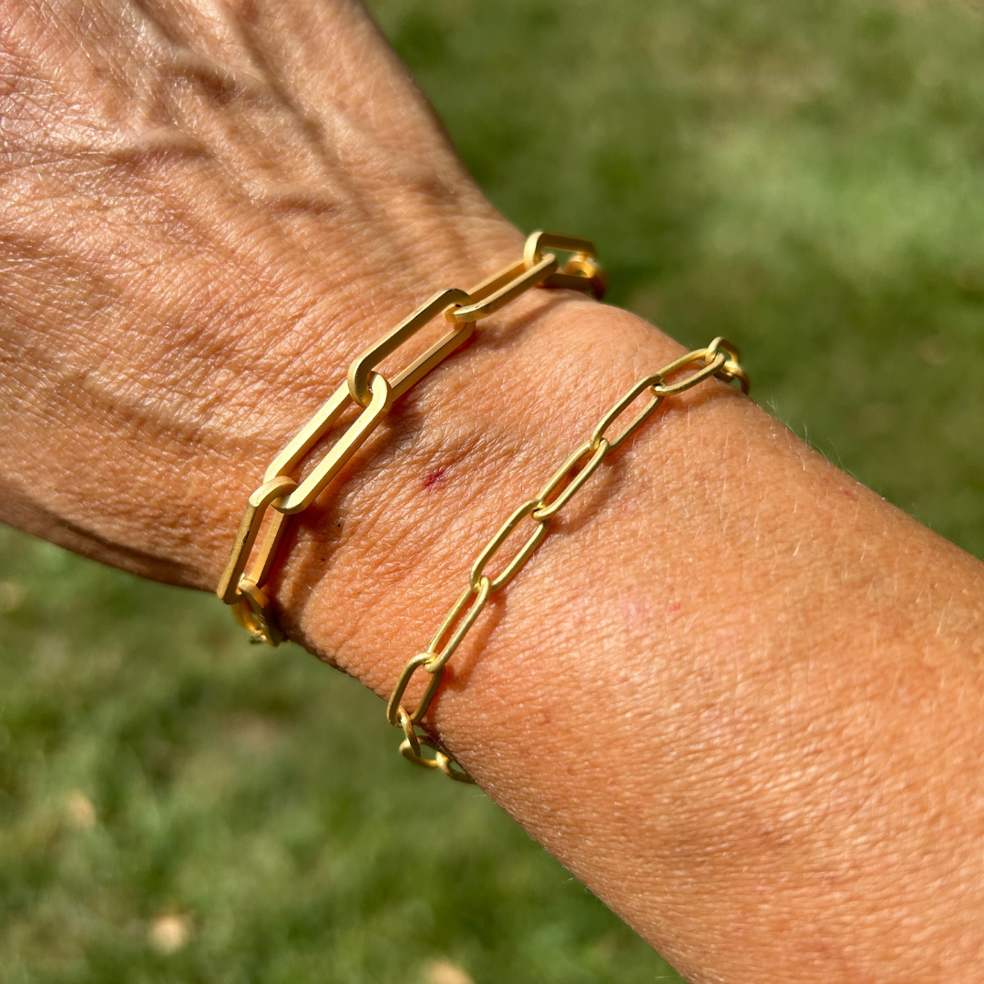 Seeds - Wholesale Link & Chain Bracelet - Matte Gold Paperclip Chain Bracelet4