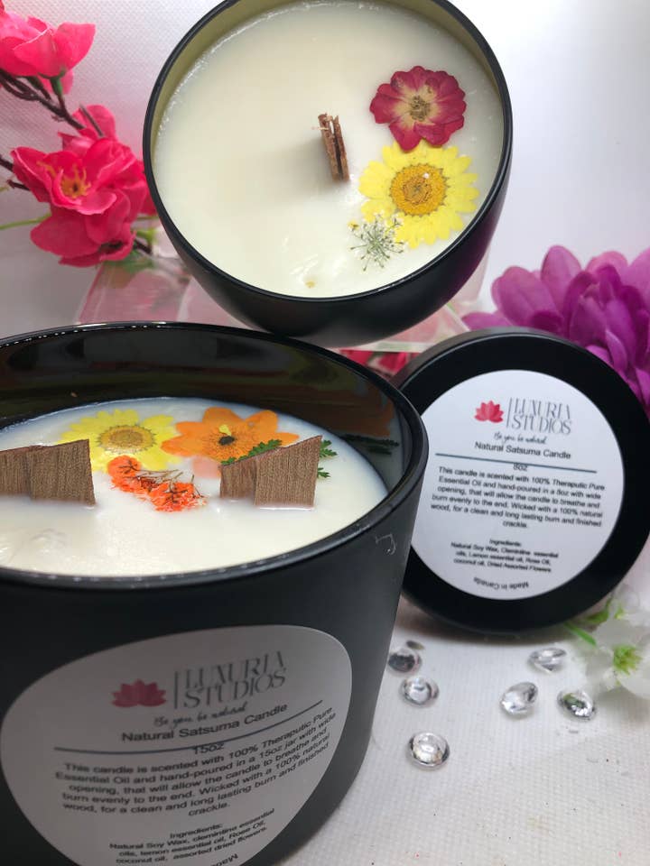 Natural Satsuma Soy Candle for wholesale by Luxuria Studios