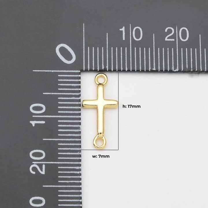 Beads Creation - Wholesale Individual Charm/Pendant - Gold Filled Religious Cross Link Connector, CN487