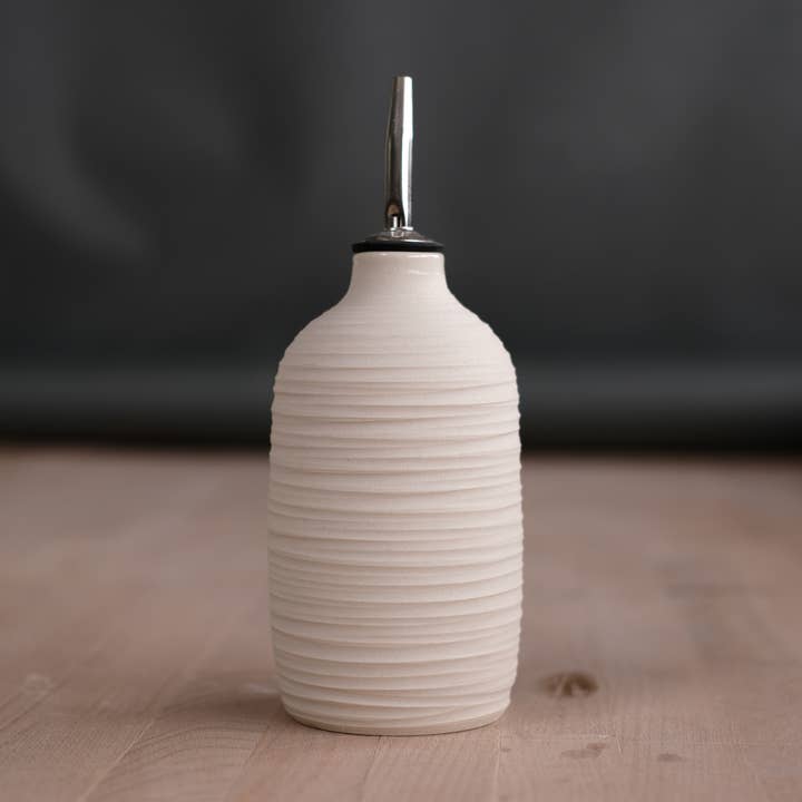 dune - 16 fl oz oil cruet - handmade, porcelain for wholesale by FHAR Studio