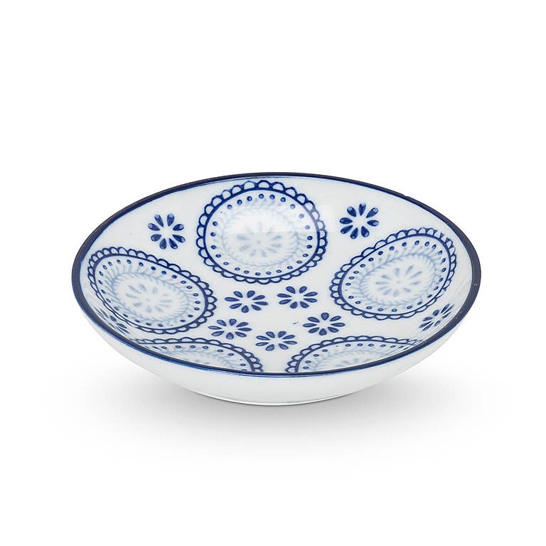 Abbott - Wholesale Decorative Plate/Dish/Bowl - Blu/Wht Rd Shallow Dish-6 Asst-4"D-14684