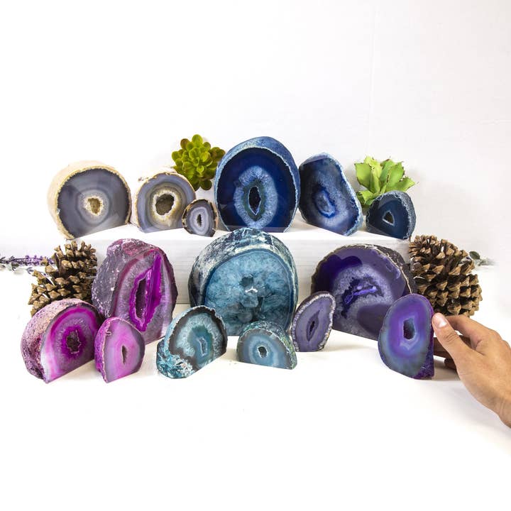 Rock Paradise - Wholesale Spiritual Stone/Crystal - Crystal Agate Half Geode Druzy Extra Quality Cut Base Geodes