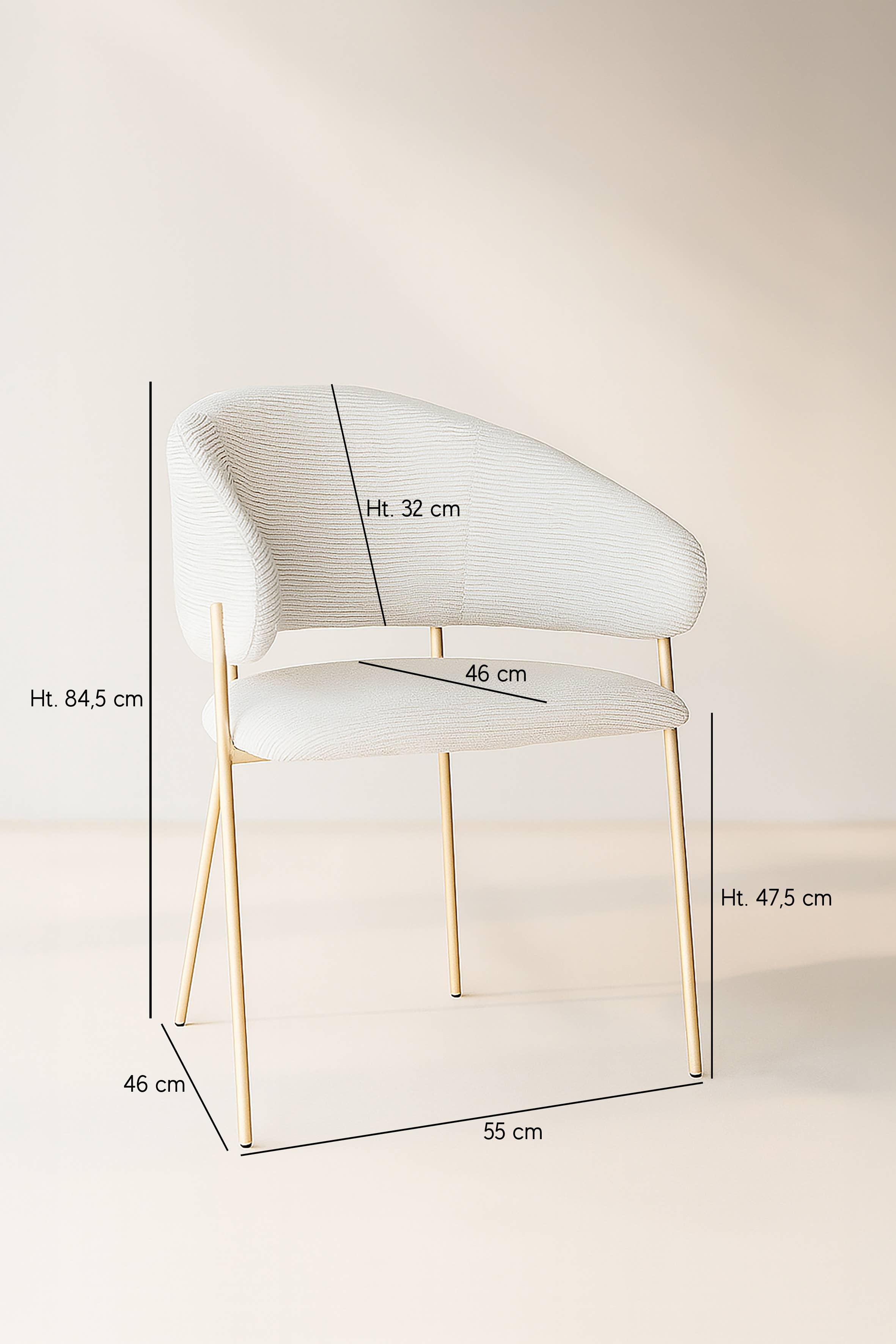 Now's Home - Wholesale Chair - SET OF 2 TWEED ECRU TABLE CHAIRS WITH BLACK METAL LEGS EROS5