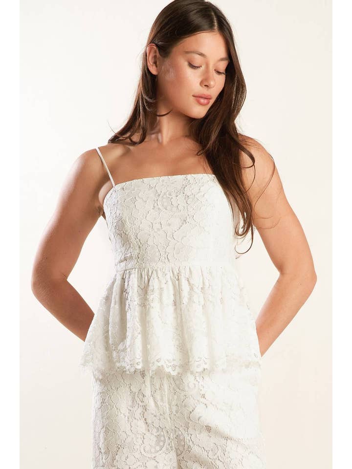White A woven lace top - FT1492 for wholesale on Faire