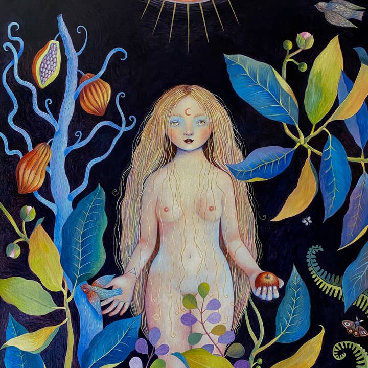Isabelle Bryer Art - Wholesale Everyday Greeting Card - Midnight Eve – Surreal Garden Art Greeting Card – 5"x7"