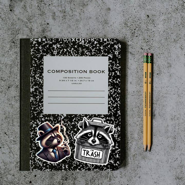 ADH Sticker Shop - Wholesale Sticker - Cartoon Smoking Raccoon Mafia Sticker, Glossy Vinyl Die Cut