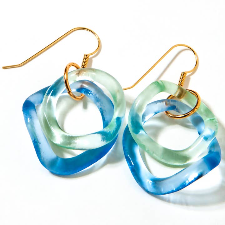 SMALL WAVE EARRINGS OCEAN Gold Fill for wholesale by Smart Glass Recycled Jewelry