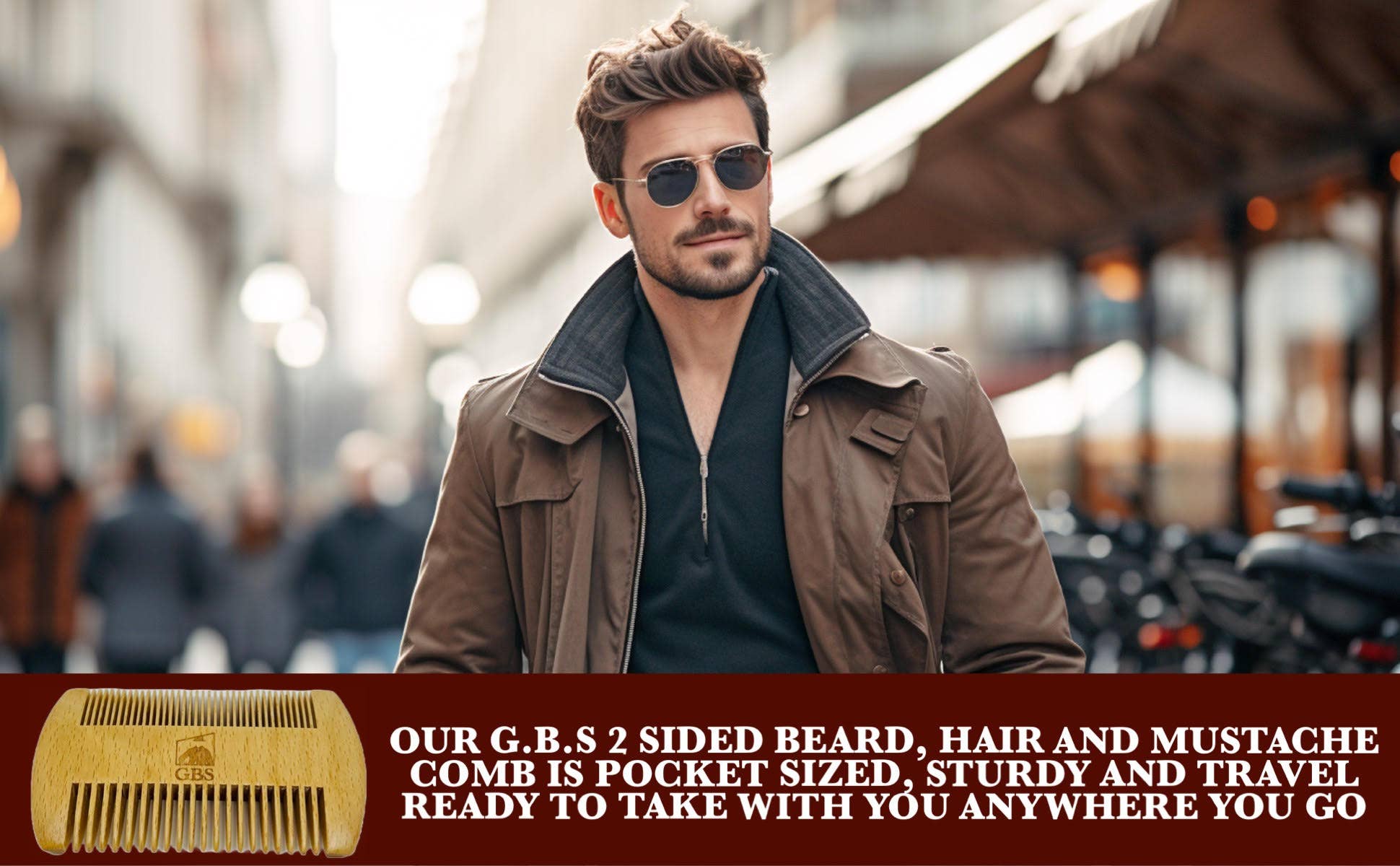 GENTS FINE GROOMING PRODUCTS - Wholesale Beard brush/comb - GENTS Fine Grooming Products 2 Sided Wooden Beard Comb 6