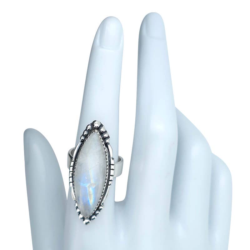 Amberman - Wholesale Cocktail/Statement Ring - Moonstone 925 Silver Adjustable Ring1