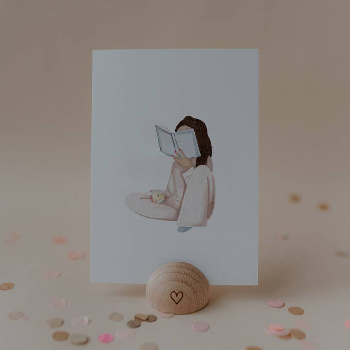 Eulenschnitt - Wholesale Postcard - Watercolor Card Pajama Girl (PU = 10 pcs)2