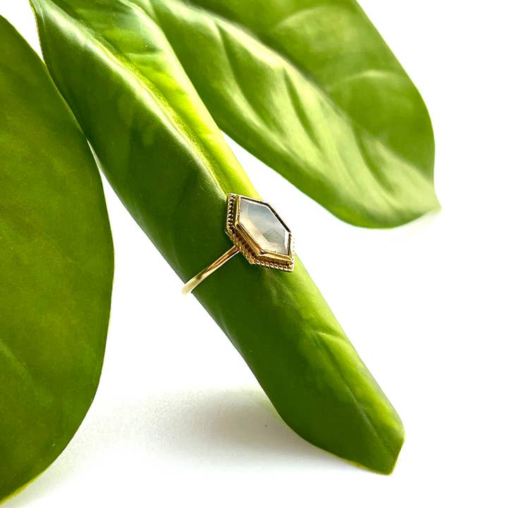 Baizaar - Wholesale Single Stone/Solitaire Ring - Brass Moonstone Solitaire Ring