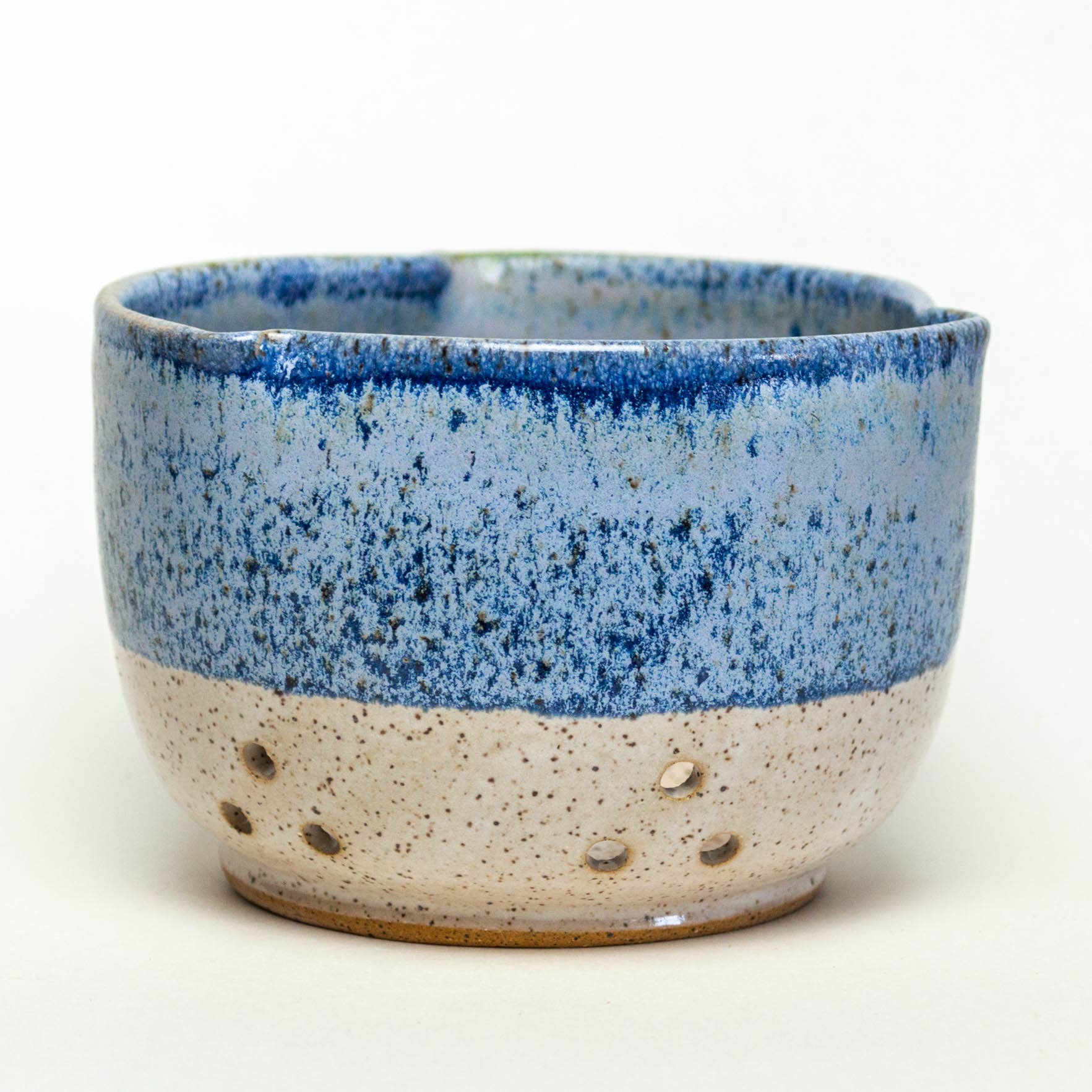 White Squirrel Clayworks - Wholesale Bowl - Berry Bowl/Colander - Handthrown Stoneware - Blue Wash3