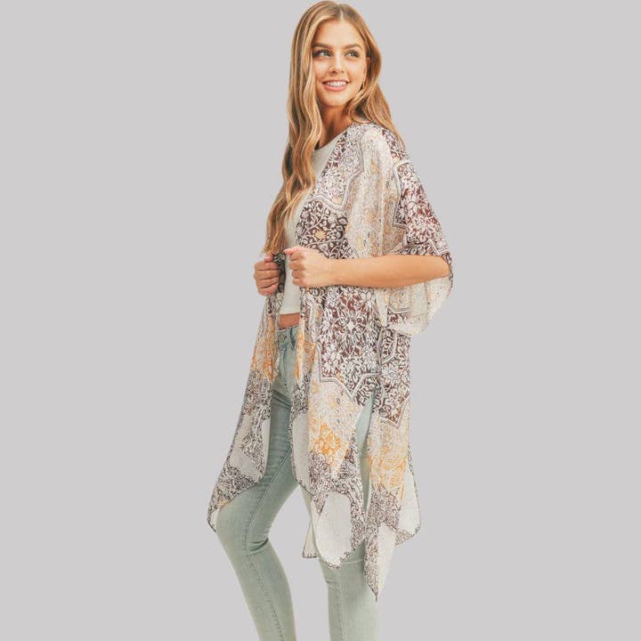 JOIA ACCESSORIES - Wholesale Kimono - Women's - 2228104 ALL OVER MIXED PRINT KIMONO