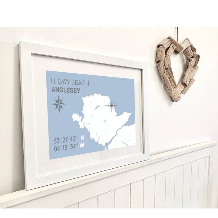 Lligwy Beach, Anglesey Coastal Map Print for wholesale by SeaKisses