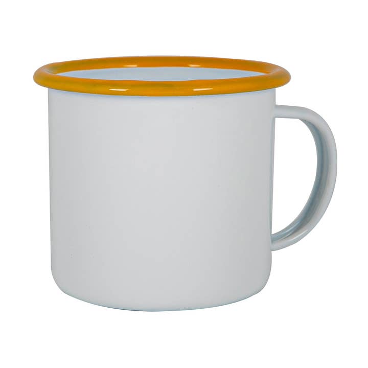 Argon Tableware White Enamel Mug - 375ml - Yellow for wholesale by Rinkit Ltd