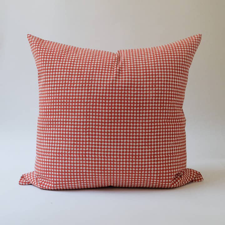 Soil to Studio - Wholesale Throw Pillow Cover - Rekha - Hand Block-printed Linen Pillowcase (Rojo)3