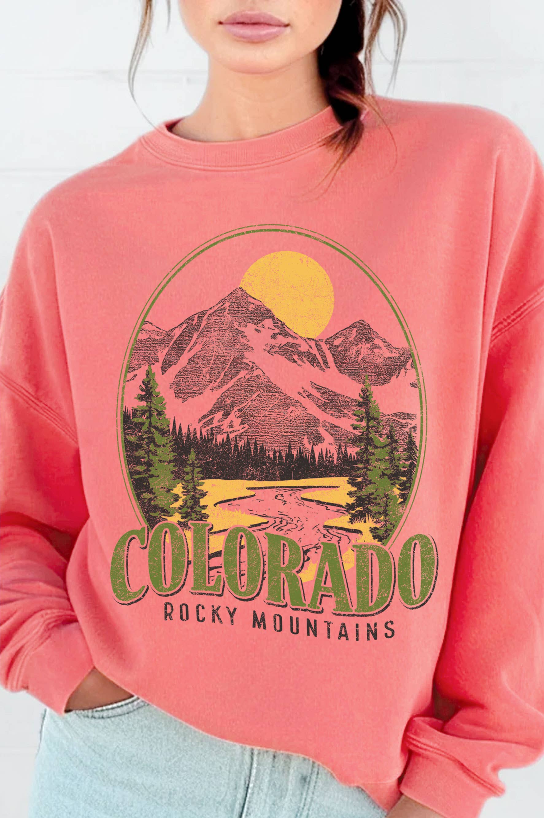 Rustee Clothing - Vente Sweat-shirt à imprimés – unisexe - SWEAT-SHIRTS BROSSÉS GRAPHIQUES DES MONTAGNES ROCHEUSES DU COLORADO 2