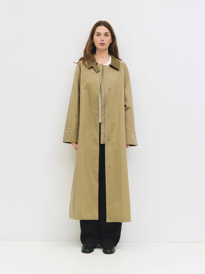 The Emilie Coat | Corduroy Collared Trench Coat for wholesale by MOD REF