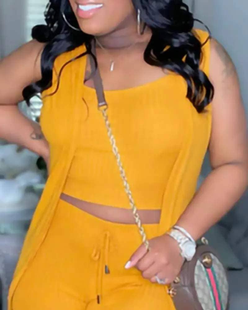 Fashion Combination - Wholesale Top & Pant Set (NOT Loungewear) - Women's - Solid Color Ribbed Knit Two-Piece Set for Women1