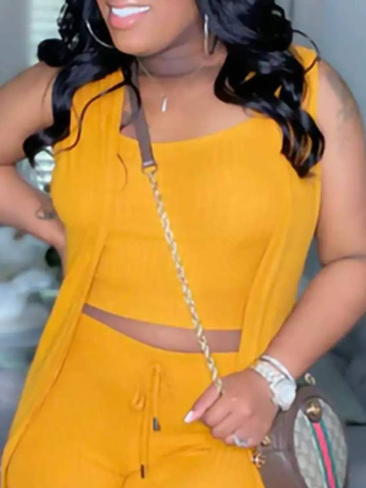 Fashion Combination - Wholesale Top & Pant Set (NOT Loungewear) - Women's - Solid Color Ribbed Knit Two-Piece Set for Women1