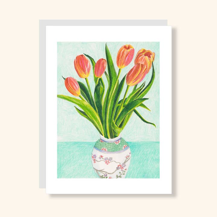Tulips Greeting Card for wholesale by Julia Wolinsky Art