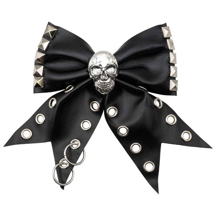 Skull Punk Stud Hair Bow for wholesale by Kreepsville