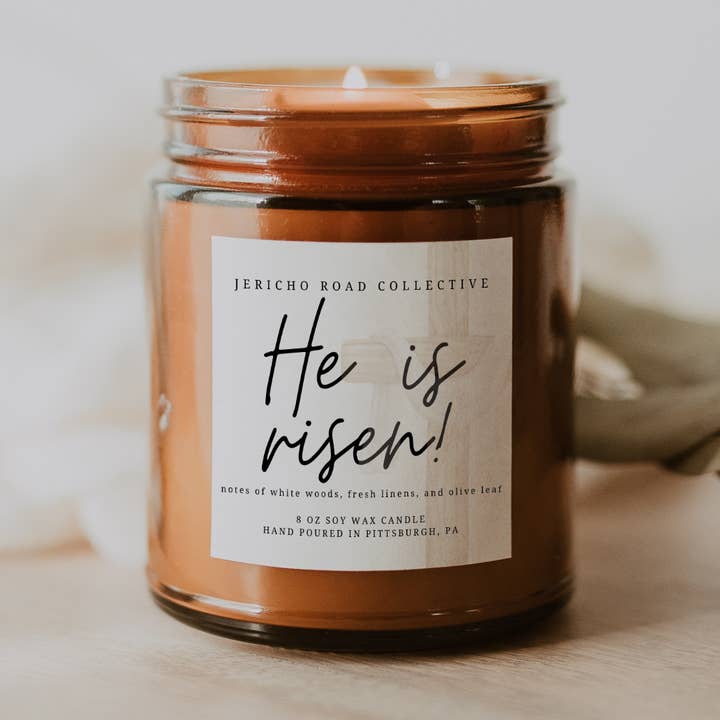 He is Risen! Soy Wax Candle for wholesale by Jericho Road Collective