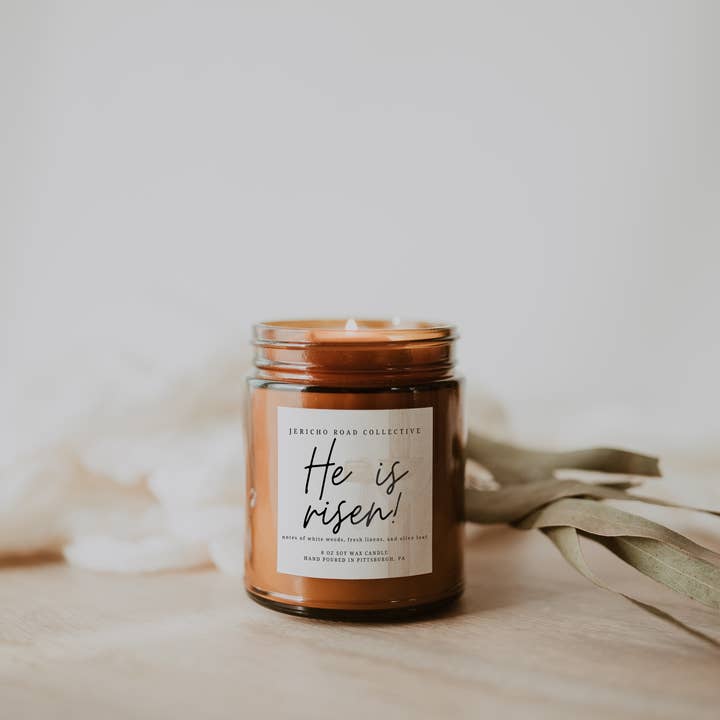 He is Risen! Soy Wax Candle for wholesale by Jericho Road Collective