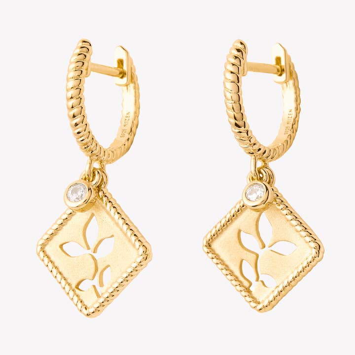 Olive Leaf Hoop Earrings for wholesale by Rizen Jewelry