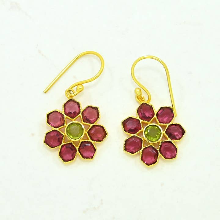 Schmuckoo Berlin - Wholesale Dangle Earrings - Remy Earring Gold Plated - Pink & Green Tourmaline