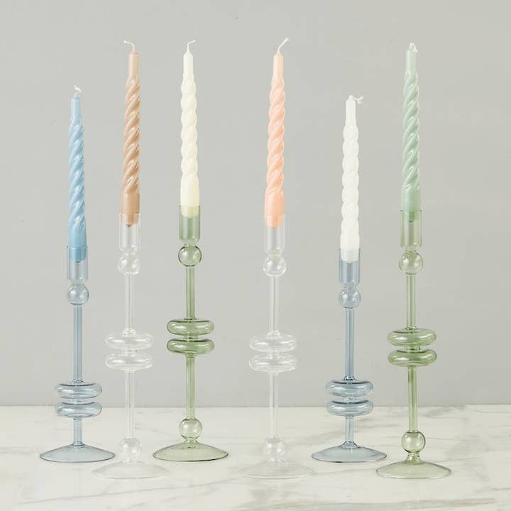 etúHOME - Vendita all'ingrosso Candele cilindriche/candelieri - Candele Affusolate Ritorte Color Talpa, Set Confezionato da 6