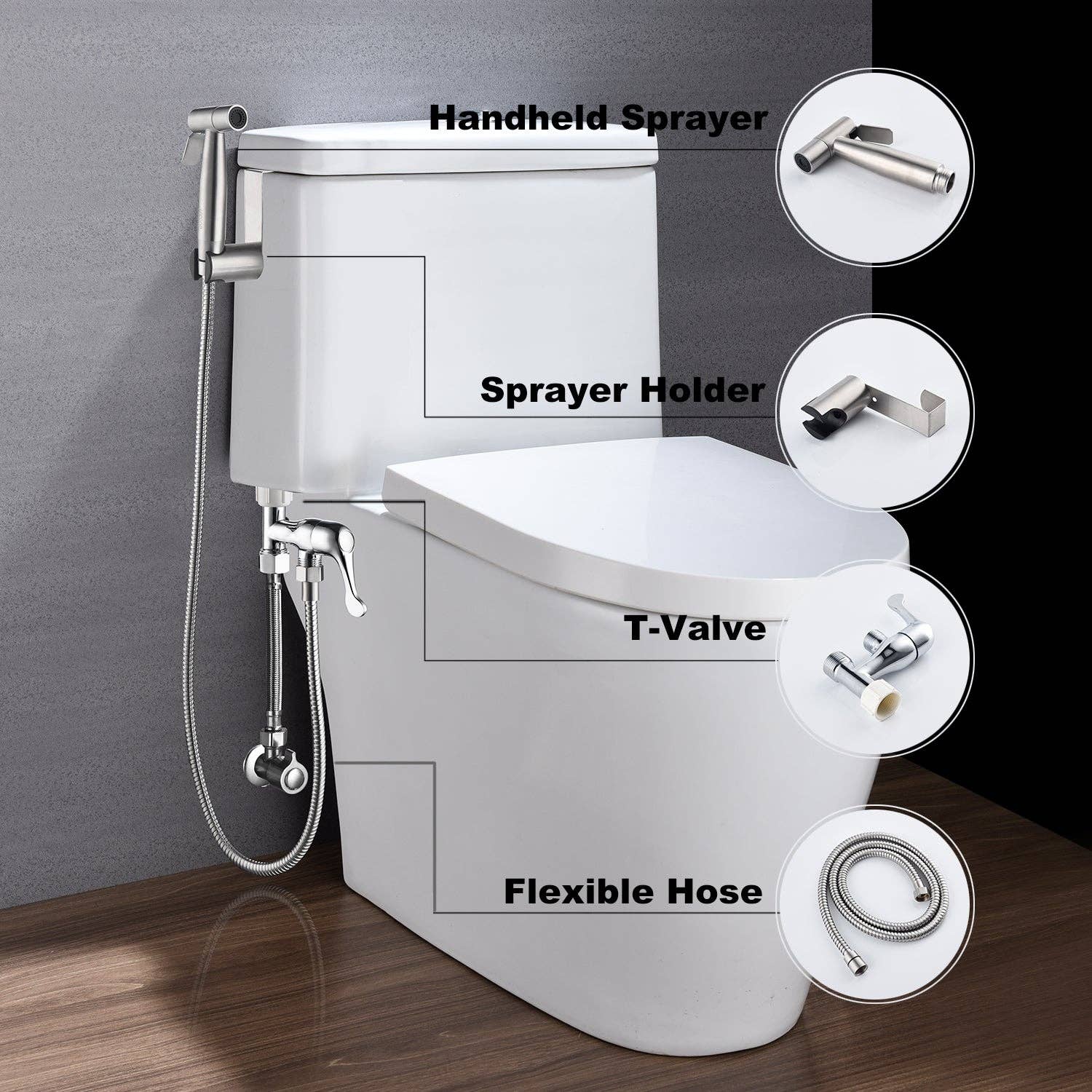 39F Inc. - Wholesale Toilet Paper Holder - Bidet Sprayer for Toilet, Handheld Cloth Diaper Sprayer3