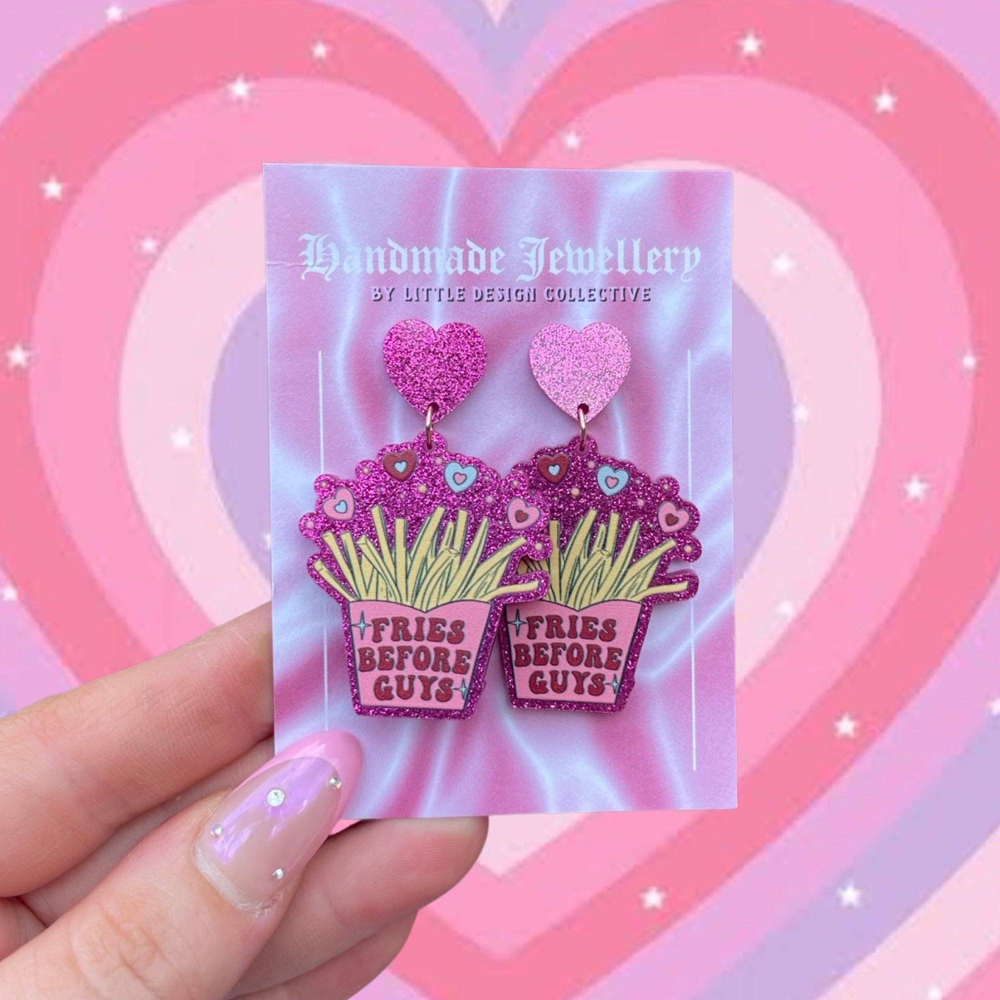 Little Design Collective - Wholesale Stud/post earrings - Fries Before Guys Glitter Studs