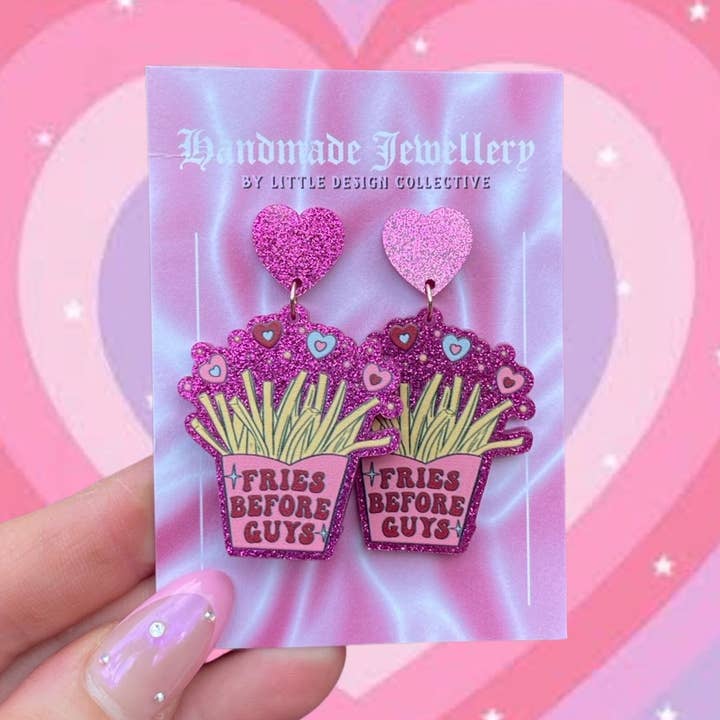 Little Design Collective - Wholesale Stud/post earrings - Fries Before Guys Glitter Studs0