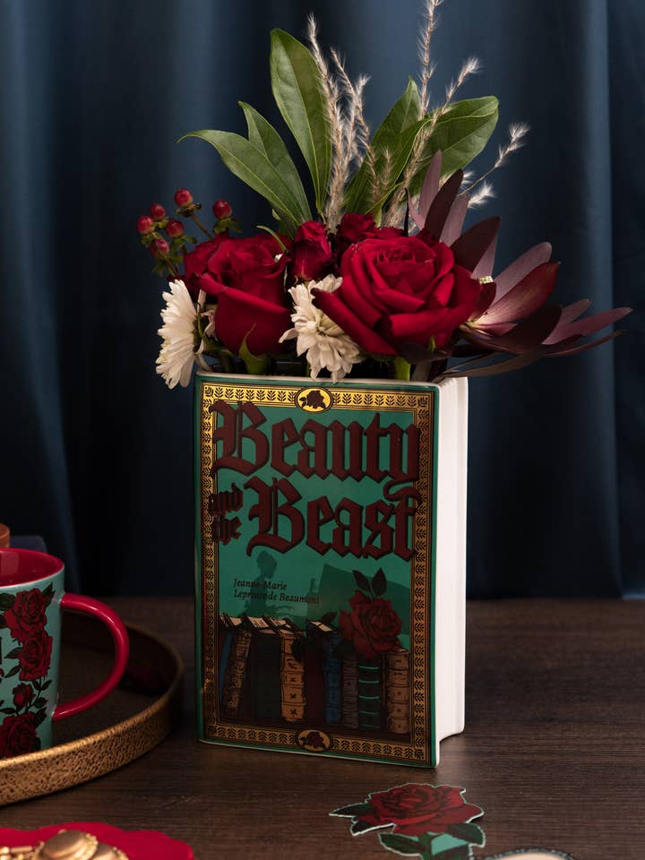 (CASE PACK) Large Book Vase, Beauty and the Beast for wholesale by Steel Mill and Co.