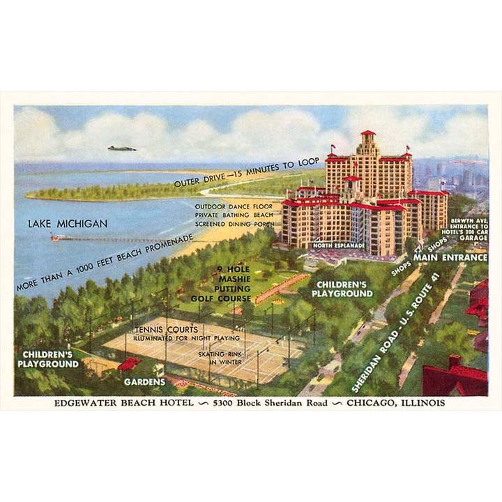 Magnet CH-272 Edgewater Beach Hotel, Chicago, Illinois for wholesale by Found Image Press