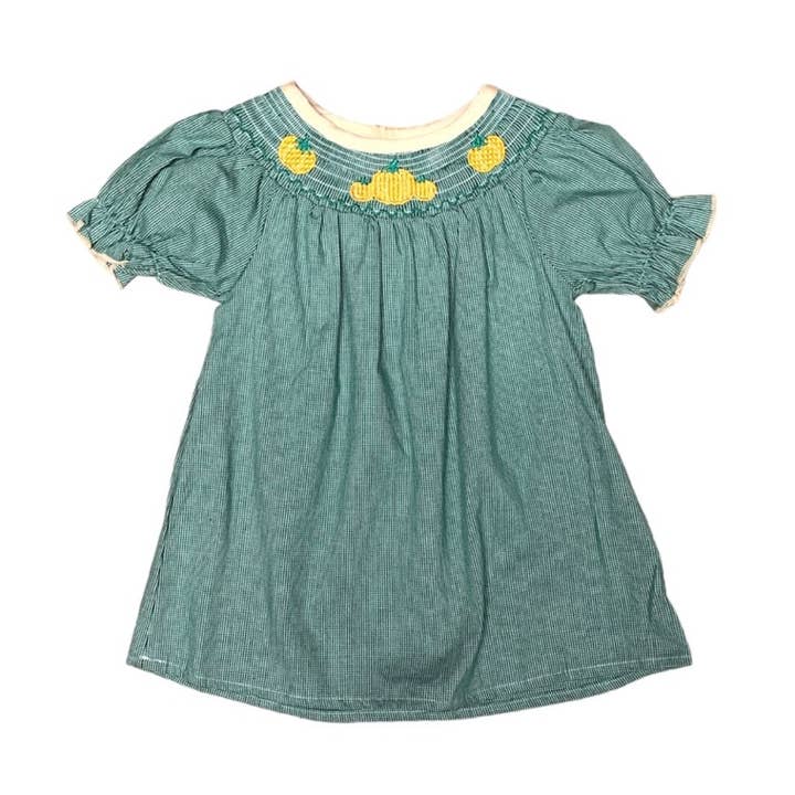 Jurk met gesmokte pompoen (groen) voor wholesale door Melina & Me