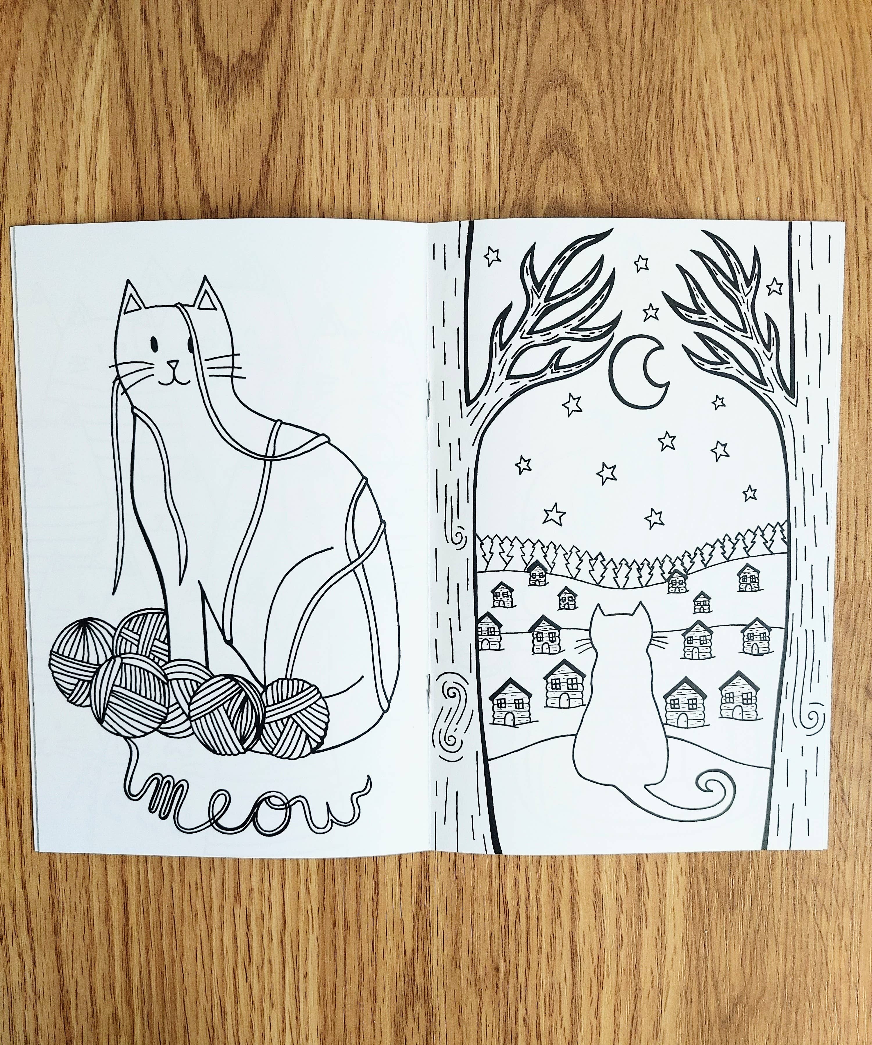Caroline W Illustration - Wholesale Coloring & Activity Book - Adult - Cat colouring book (5.5 x 8.5 inches, 12 images + covers)5