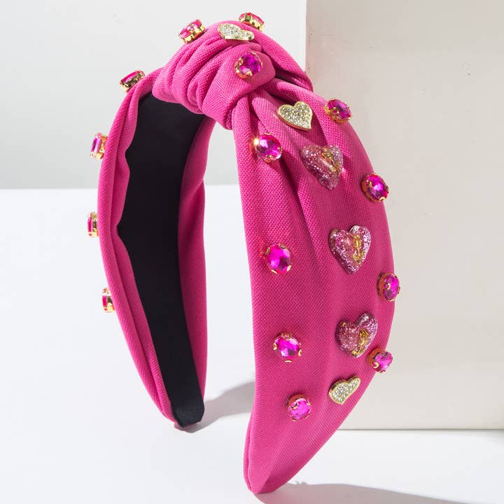 Crave by FW – wholesale Fashion headband – women's – Wide Top Knot Headband With Love Heart