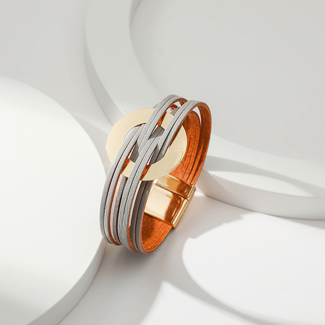 Pretty Persuasions - Vente Bracelet jonc - B22072 Bracelet en cuir PU à anneaux entrelacés1