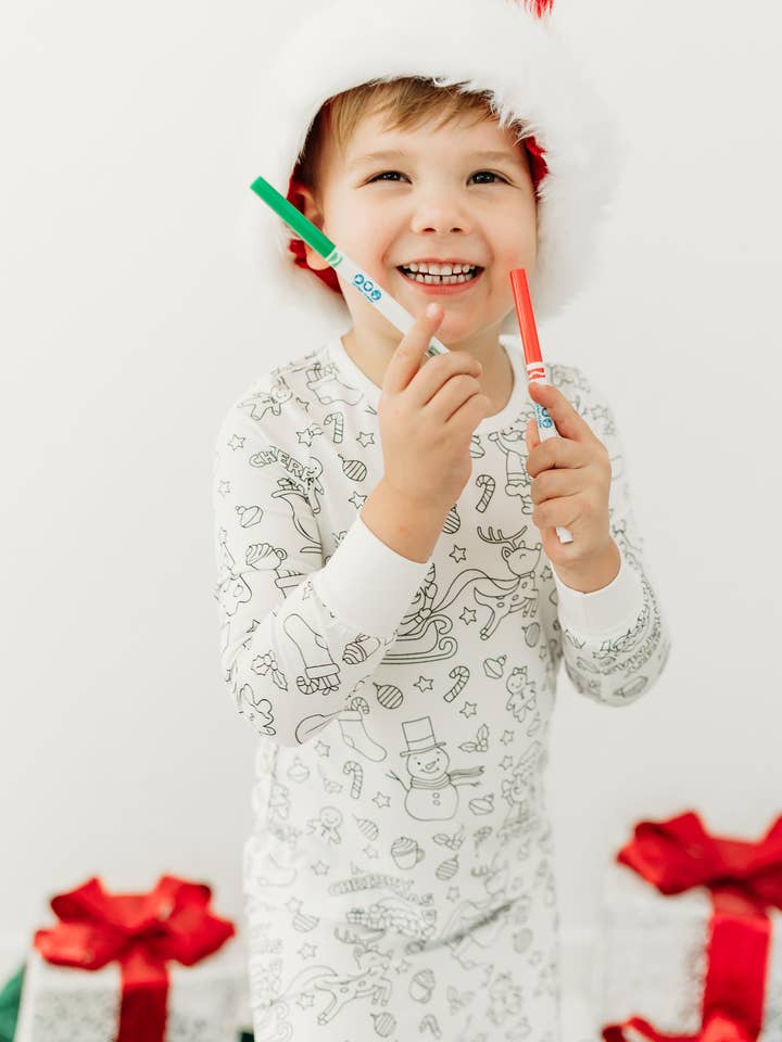Christmas Cheer Colorable Pajamas for wholesale by Bee Colorful Co.