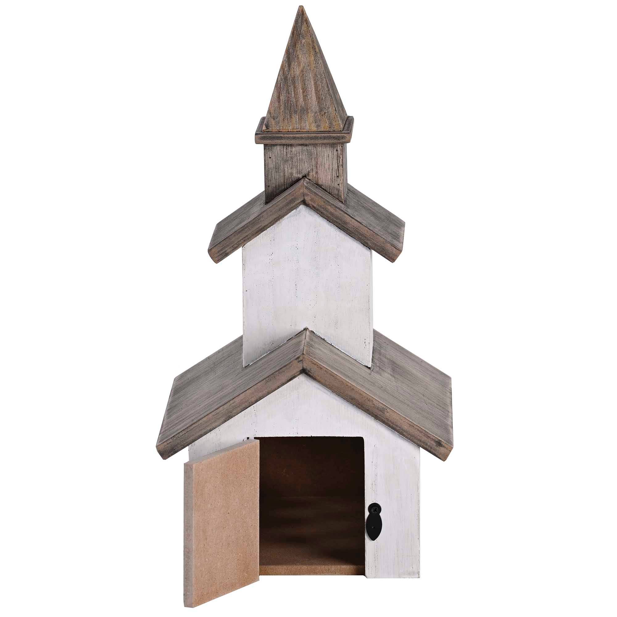 Dicksons - Wholesale Decorative Tabletop Object - Figurine White Church Bell Cross Wood12H3