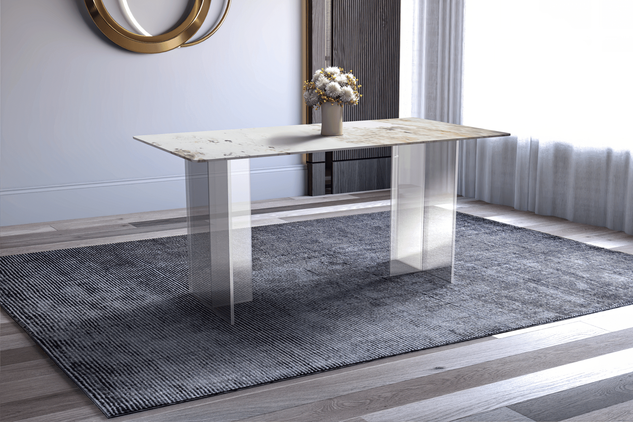 LeisureMod - Wholesale Side Table - Kova Rectangular Dining Table with Stone or Glass Top15