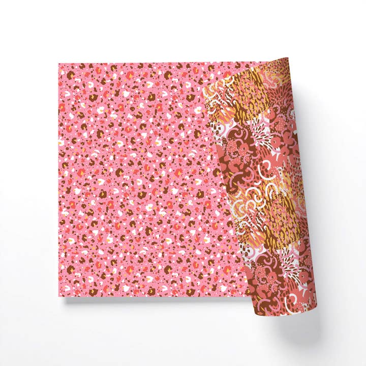 O.O.M.F. Creative - Wholesale Flat Wrap - Painted Leopard Print | Flat Gift Wrap | Double-Sided3