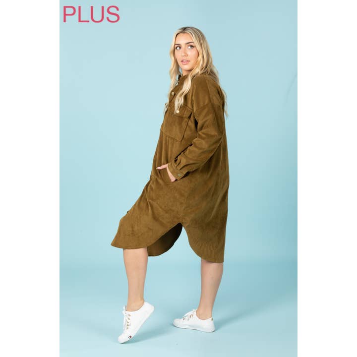 Sweet Generis - Wholesale Shirt Jacket/Shacket - Women's - PLUS LONG CORDUROY BUTTON UP SHIRT JACKET SHACKET5